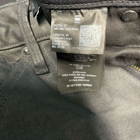 G-Star Raw Jeans Mid Skinny 5622 Moto Style Black Zippered Knee Waist 27 - Picture 9 of 15